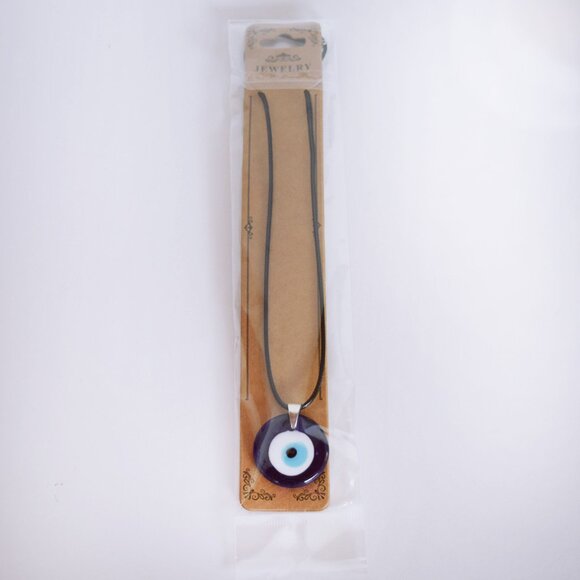Evil eye pendant necklace with black rope - Picture 6 of 9